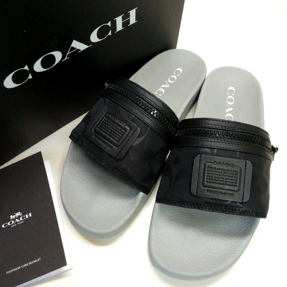Coach Black and Gray Men's Sandals - Picture 1 of 10